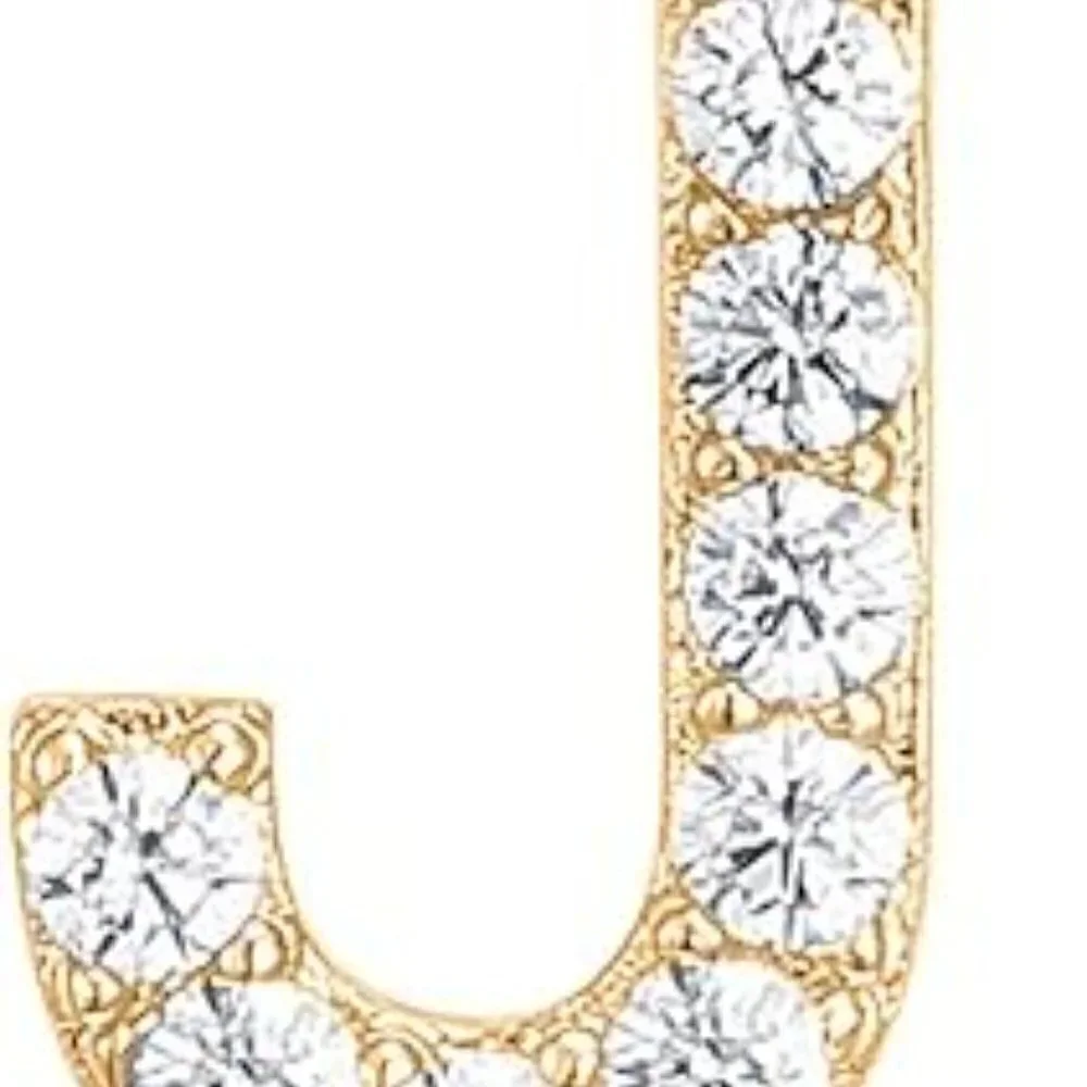 14K Yellow Gold Initial Necklace Letter Dainty Diamond Gift Present A - O